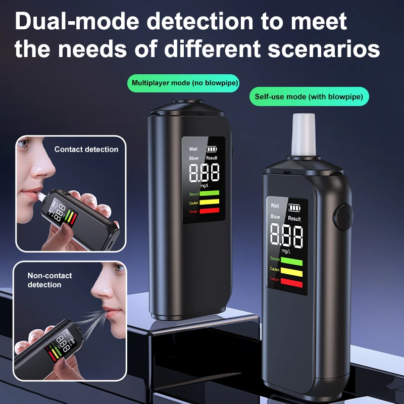 Alcohol Tester, Household Car Use, High-Precision Semiconductor Breathalyzer, Portable Breath-Based Drunk Driving Detection Inst