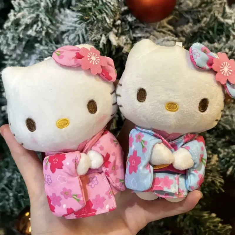 Neue süße Kitty Plüsch-Schlüsselanhänger Kätzchen Kimono Kirschblüte Serie Plüschtier Rucksack Anhänger Auto Dekoration Puppe Weihnachtsgeschenk