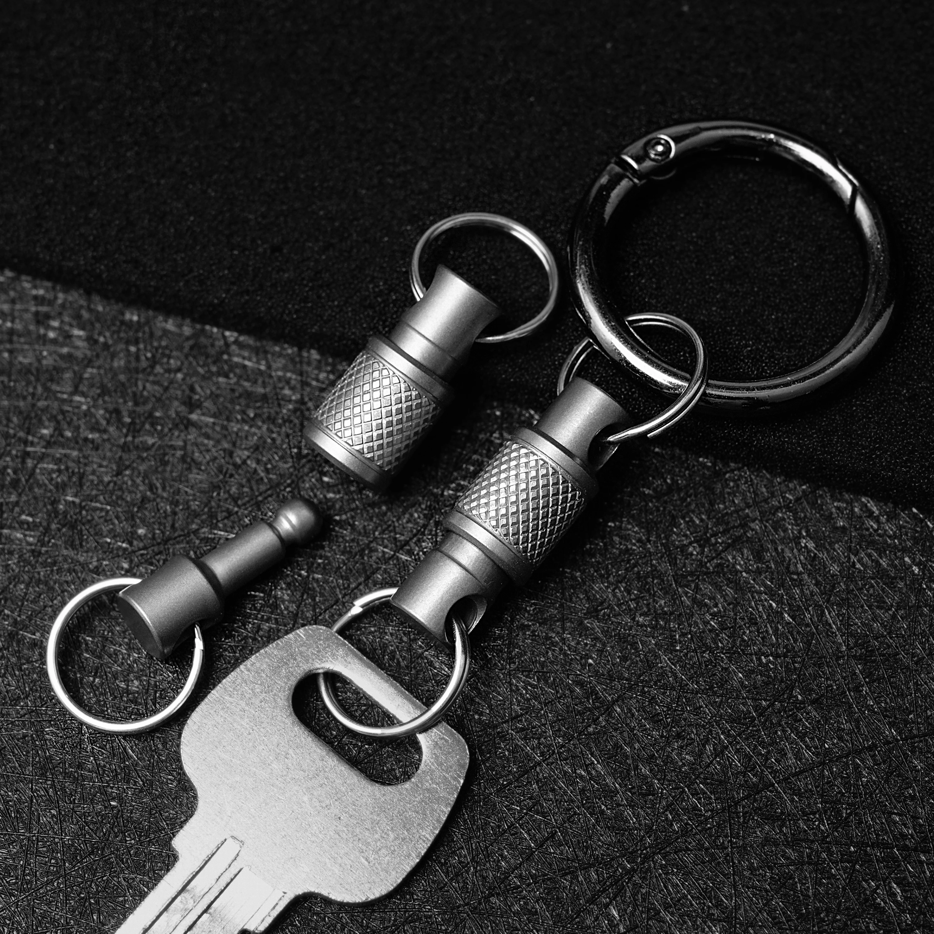 Imagem -05 - Titanium Alloy Quick Pull Keychain Giratório Destacável Ferramentas ao ar Livre Edc Prático Duplo Chaveiros Acessório de Metal