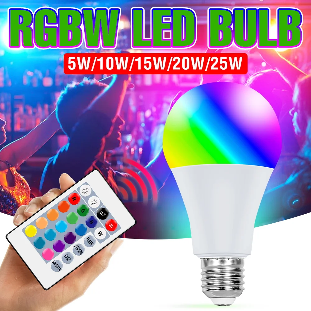 25W LED RGB Bulb E27/E26 Colorful Mood Lamp 16 Colors Ceiling Lamp AC220V Home Party Christmas KTV Bar Atmosphere Decor Lighting