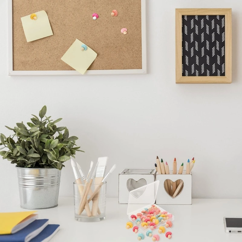 30 stuks Paddestoel Duimkopspijkers Kleurrijke Push Pins Leuke Decoratieve Duimkopspijker voor Thuiskantoor Decoratieve