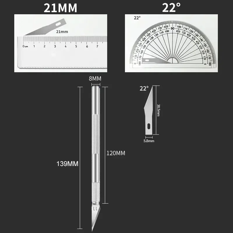 Tools Kit Cutter DIY Repair Hand Tools Scalpel Knife Engraving Non-Slip Metal Craft knives + 5pcs Blades Mobile Phone PCB