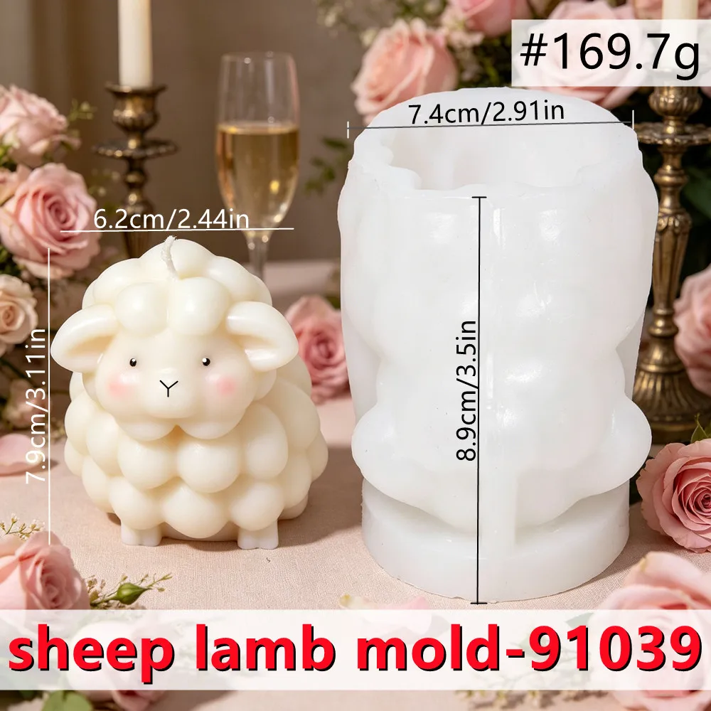 1pc Cute Sheep Silicone Mold DIY Creative Animal Lamb Scented Candle Mold Making Epoxy Resin Casting Gypsum Mold Home Decor Gift