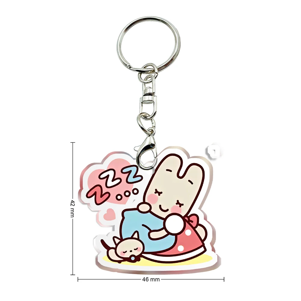 

Cartoon Sanrio Jasmine Rabbit Transparent Keychain Acrylic Key Chain Photo Printing Design Game Keychains Backpack Pendants