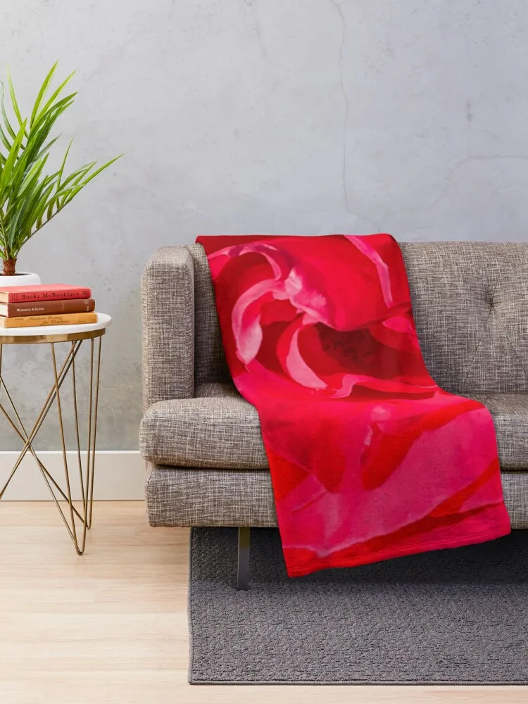 Single Red Romantic Rose Illuminated By Glorious Sunlight   Throw Blanket Camping Comforter Blankets