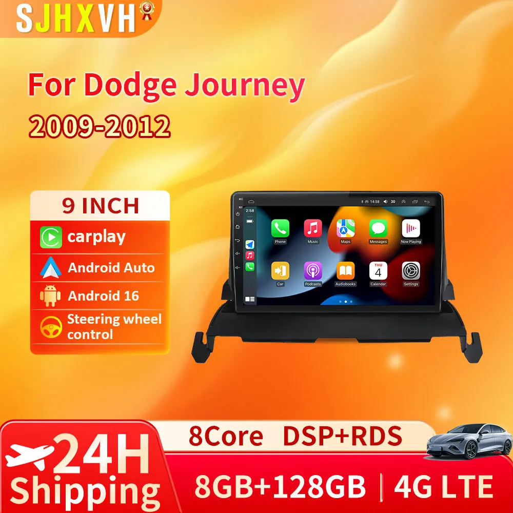 

9" Android Auto For DODGE Journey 2009 2010 2011 2012 Carplay Car Radio Multimedia Video Player WiFi GPS Navigation DSP Stereo