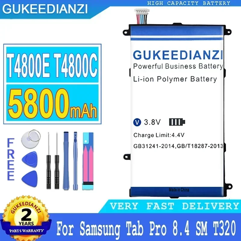 Battery 4000mAh For Samsung Galaxy Tab Pro, 5800mAh, T4800E, T4800C, 8.4 in, SM-T321, T325, T320, T321, SM-T325, SM-T320