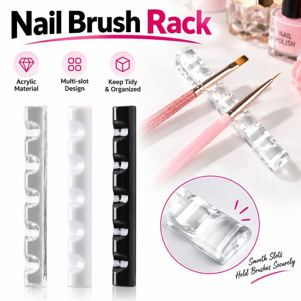 5 Grids Nail Brush Rack Acrylic Multi-Functional Acrylic Brush Holder Portable Brush Display Shelf for Manicure Tools