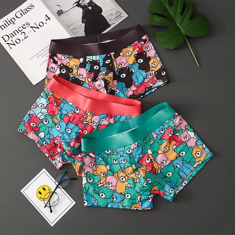 Men's underwear Ice silk boxers Men's underwear ice cool ultra-thin breathable shorts personality print trend boxer shorts new