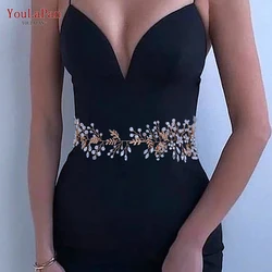 YouLaPan Evening Dress Belt Woman Alloy Flower Crystal Belt Wedding Bride Waist Decoration Fashion Party Bridal Sash SH235