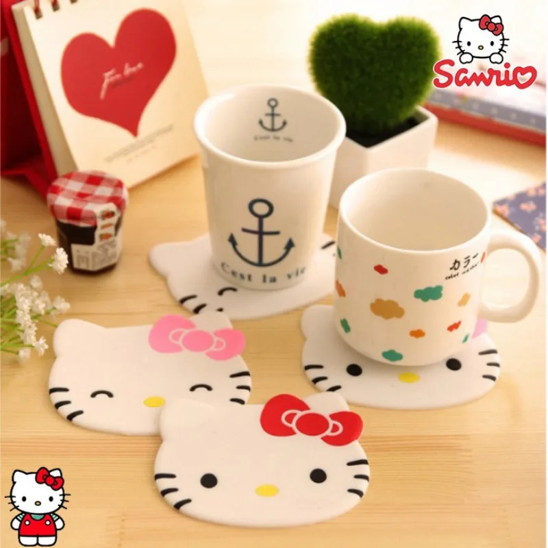 Sanrio Hello Kitty Cup Mat Insulation Coaster Non-Slip Mug Mat for Coffee Drinking House Table Decoration