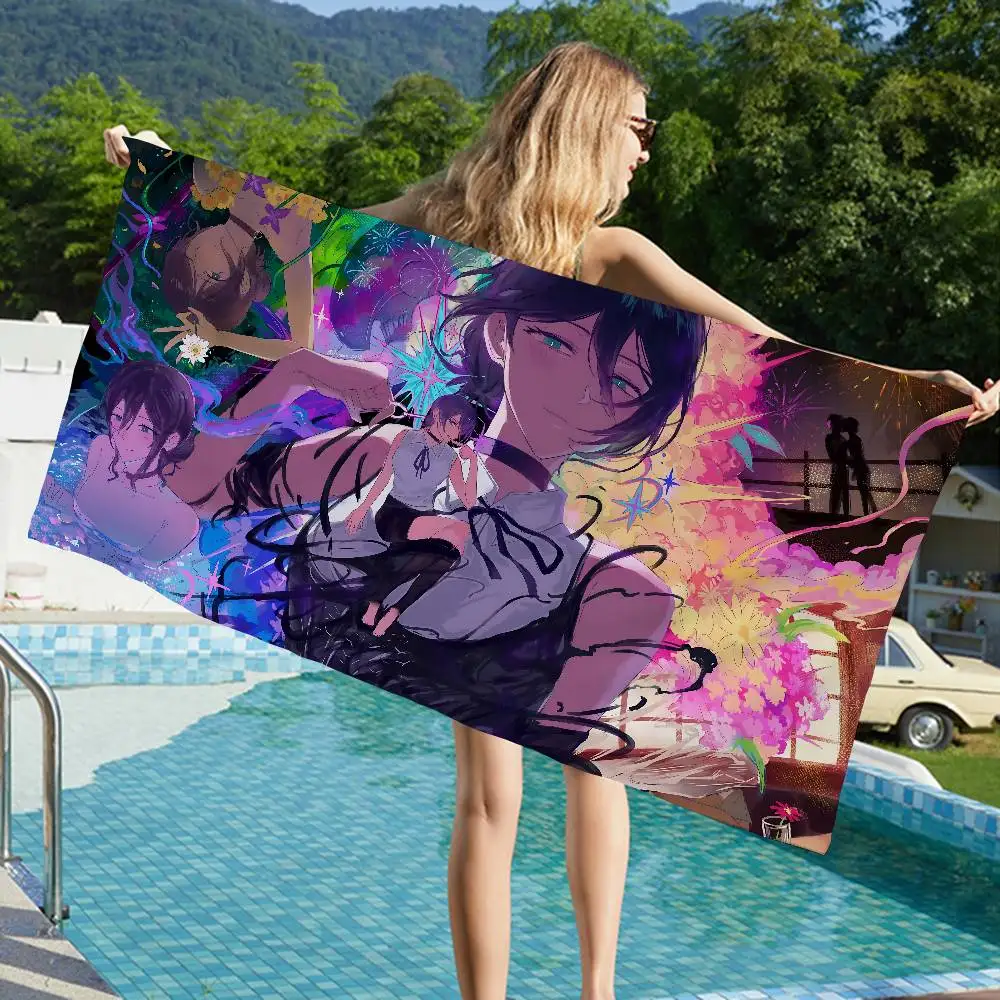 Anime Chainsaw Man reze arc Microfiber Beach Towel Absorbent Quick dry Soft Yoga Swimming Resort Mountain Climbing Towel