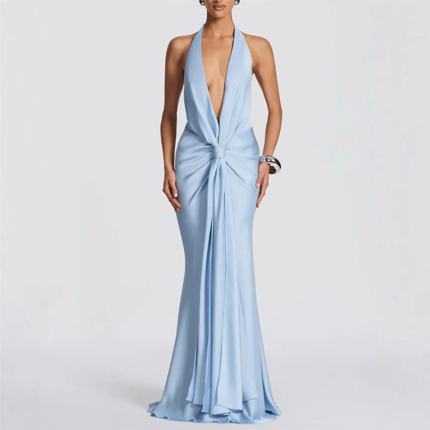 

Ele Sexy Deep V Ne Slim Fit Dr Floor Length Evening Gown Women's Independent Station Cross Border Clothing
