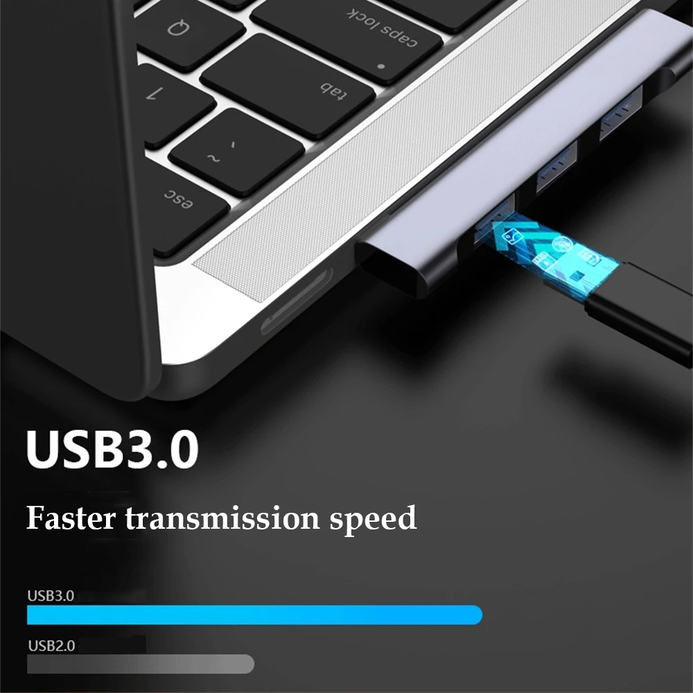 4 منافذ USB 3.0 Hub USB Hub عالي السرعة من النوع c الفاصل 5Gbps لملحقات جهاز الكمبيوتر متعدد المنافذ HUB 4 منافذ USB 3.0 2.0 #5