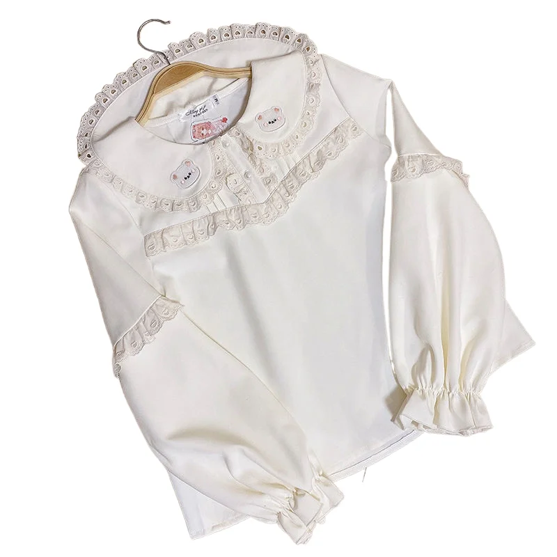 

Lolita inner long-sleeved doll collar girl cute tits bear balls inner spring and autumn style