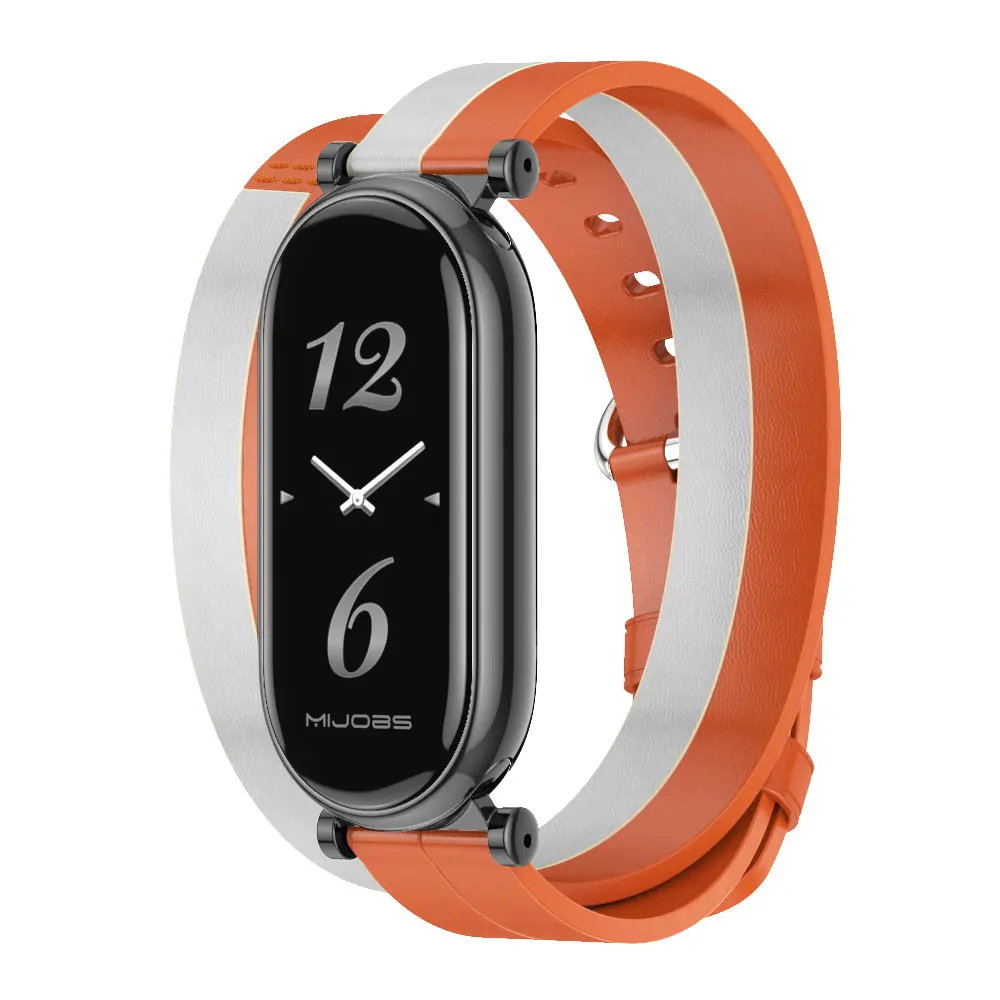 سوار معصم جلدي بحلقة مزدوجة لسوار شاومي الذكي ، سوار حزام ، إكسسوارات ، سوار مي 9 ، 8 ، 9 ، 7 ، 6 ، 5 ، 4 ، 3