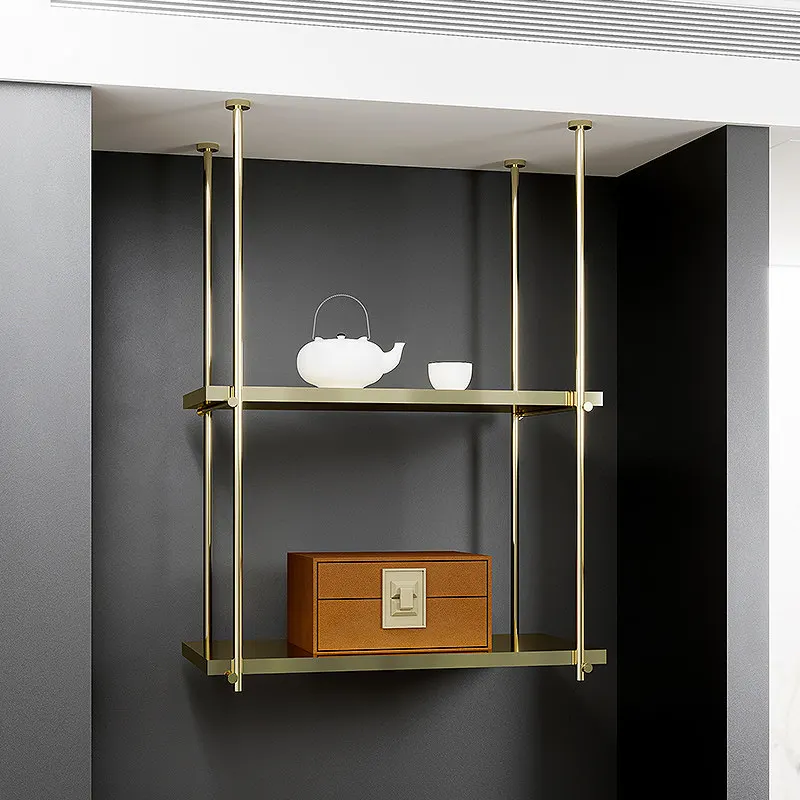 Hotel Room Stainless Steel Titanium Hanger Shelf Kitchen Bar Restaurant Metal Hanging Ceiling Hanging Wine Rack