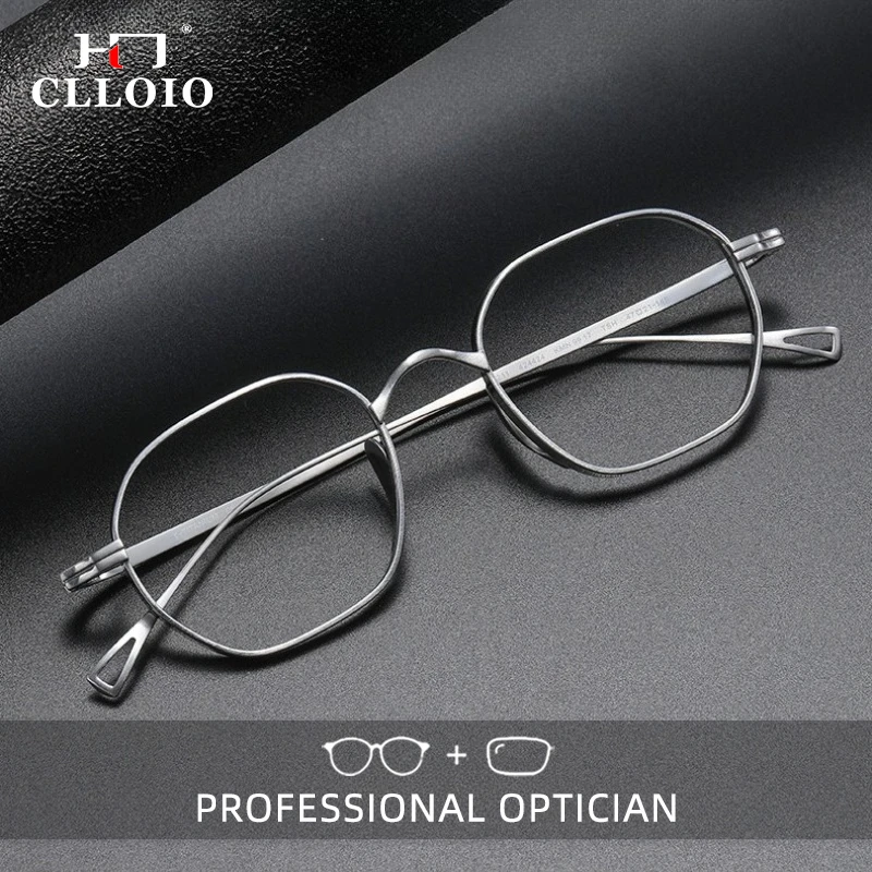 

CLLOIO Retro Versatile Reading Glasses Blue Light Blocking Hypoallergeni Pure Titanium Polygon Progressive Prescription Eyewear