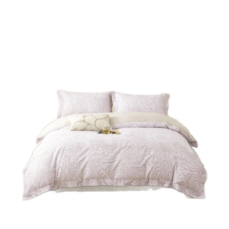 Light luxury cotton four-piece set, high-count and high-density long-staple cotton bed sheet quilt cover, simple high-grade