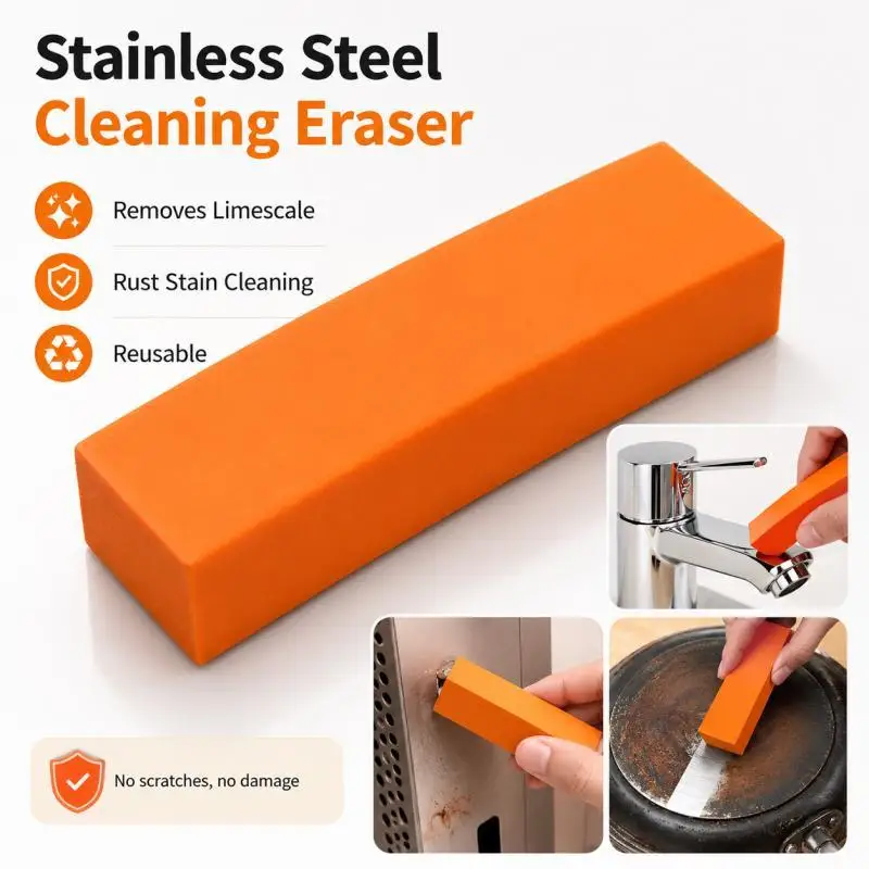Kitchen Stainless Steel Cleaning Eraser, Limescale Rust Stain Remover for Faucets, Sinks, Pots, Reusable Cleaning Block