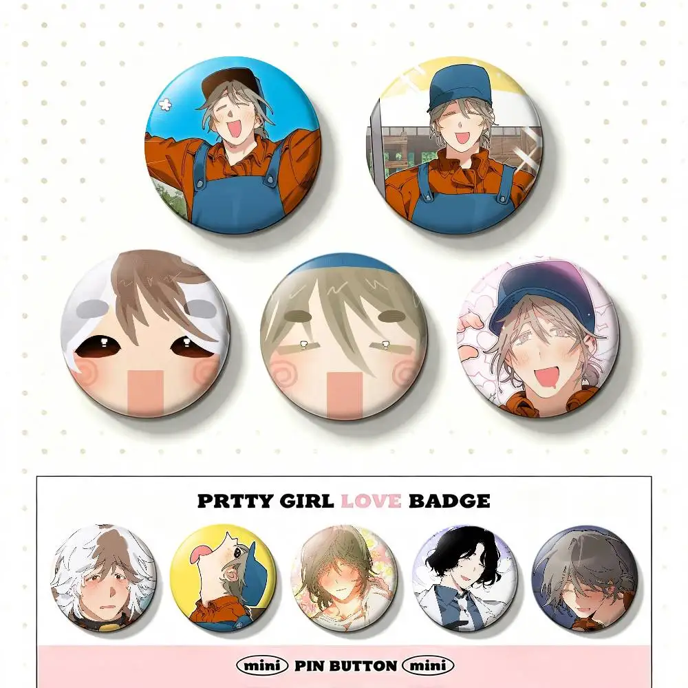 M-Manhwa Mr As Farm Laser Badge Creative Pins Brooch for Bag Clothes Hat Decor Gifts Fans Collect