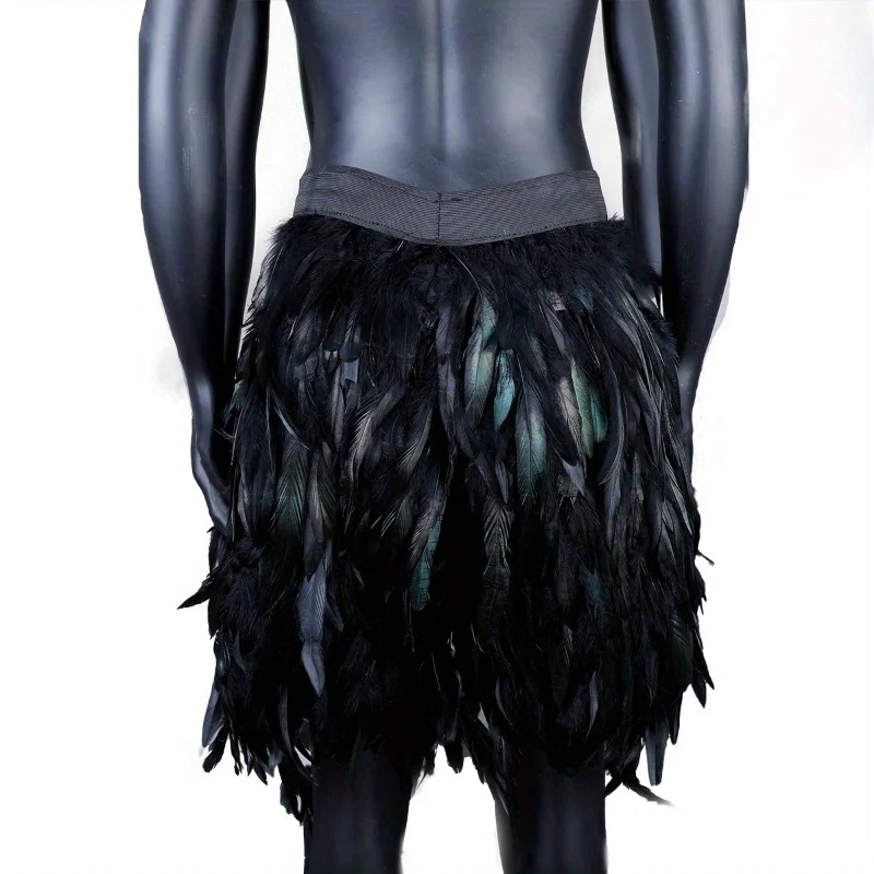 Shorts de penas de frango gótico masculino estilo punk leve e confortável para festas rave de Halloween