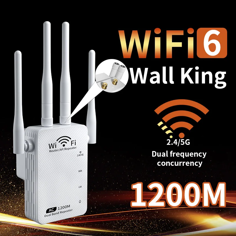 WiFi signal booster amplifier extender supports WiFi 6 repeaters 3000+square feet, 5GHz/2.4GHz,high-speed signal boosters