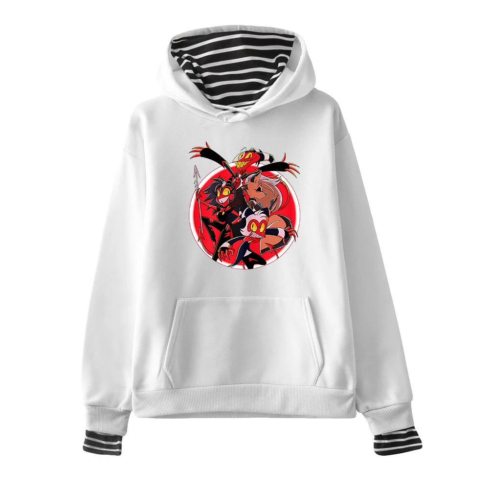 Helluva Boss Hoodie Fake Two Piece Women Hoodie Streetwear Trend Y2k Sweatshirt Harajuku American Anime Helluva 2 Vivziepop Tops