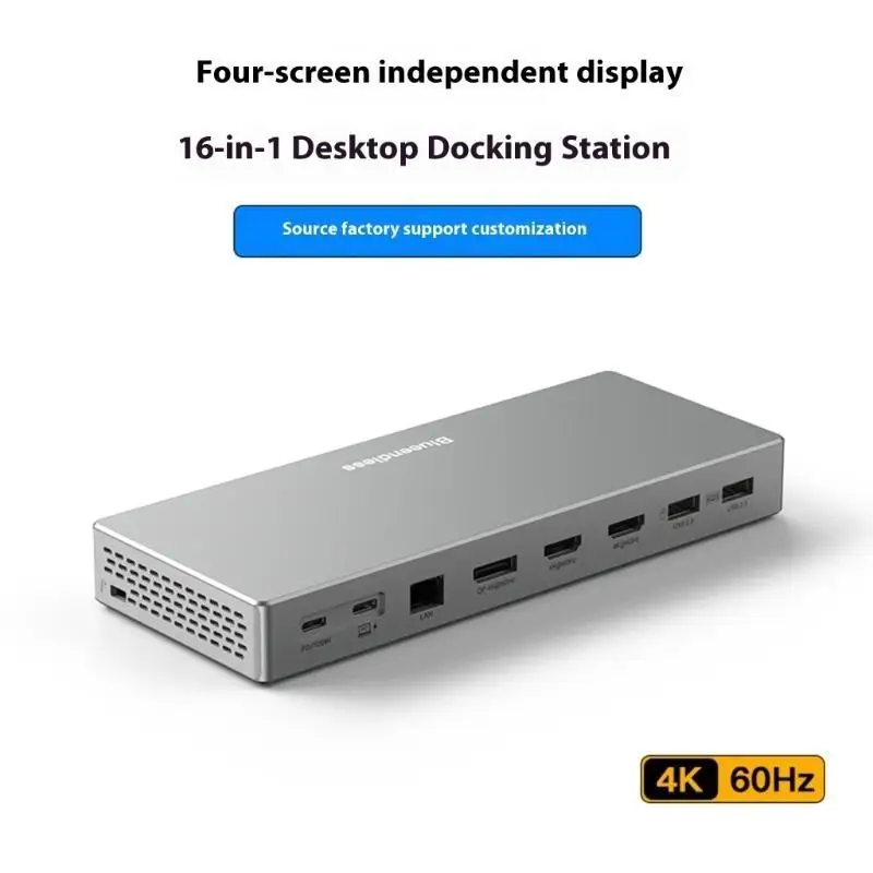 

652F 16 in 1 Adapters 4K UHD Video Output Gigabit Ethernet Card Reader Power Delivery