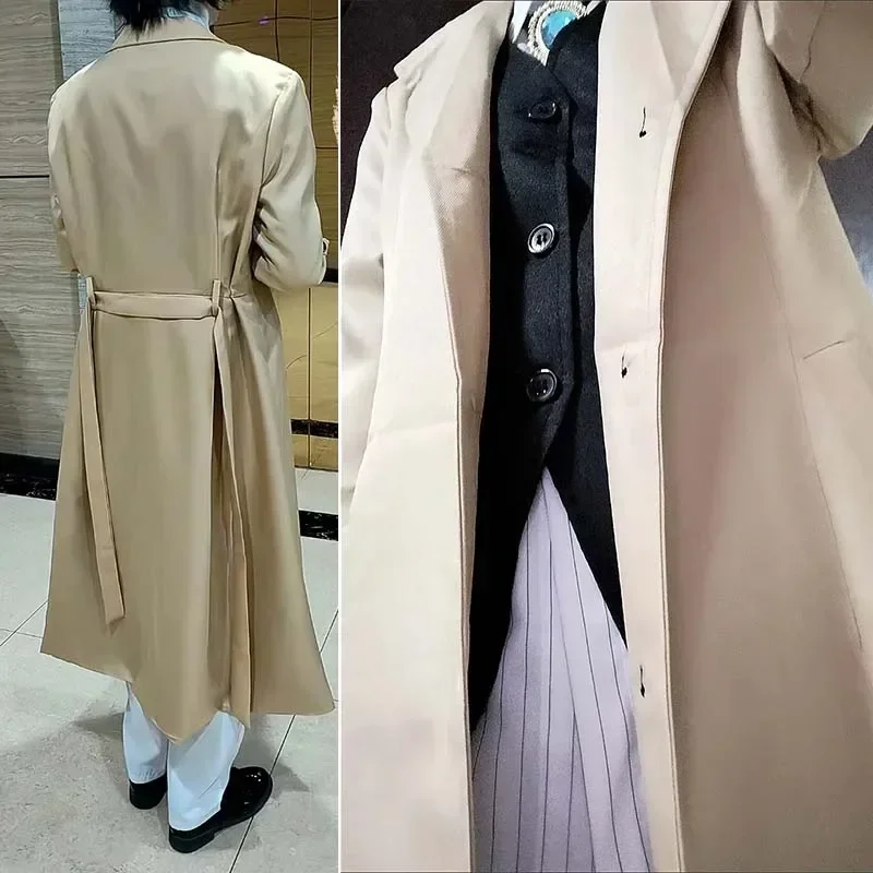 Dazai Osamu Cosplay Costume Outfits Anime Comic Con Detective Agency Dazai Osamu Khaki Full Set Role Play for Comic Con