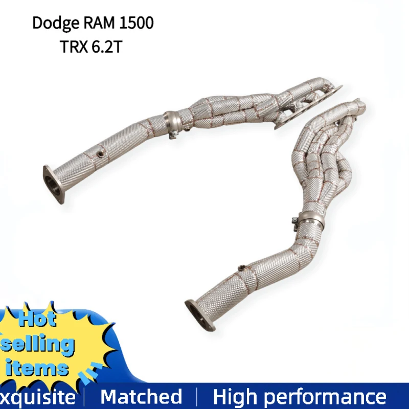 Custom Car Performance Exhaust Header for Dodge RAM 1500 TRX 6.2T Stainless Steel Exhaust Pipes Manifold with Heat Shield
