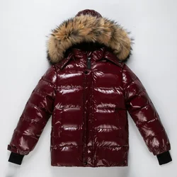 2024 Winter Down Jacket For Toddler Girl Real Fur Waterproof  Thicken Warm Teen Boy Outerwear Coat 1-16 Years Children  Outfit