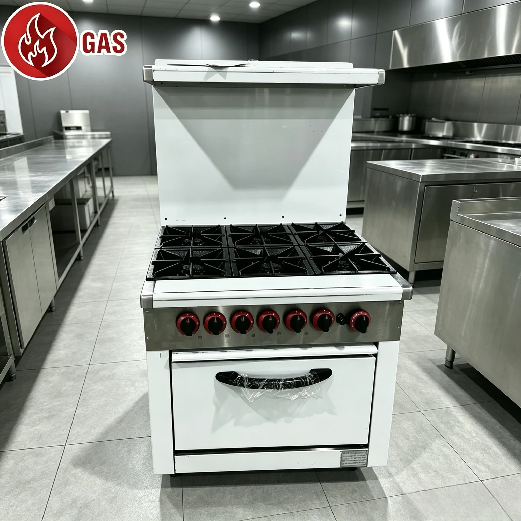 6 Burners Commercial Gas Cooker With Oven Industrial Gas Range Stove Heavy Duty Kitchen Equipment For Bistro Fast Food Shop