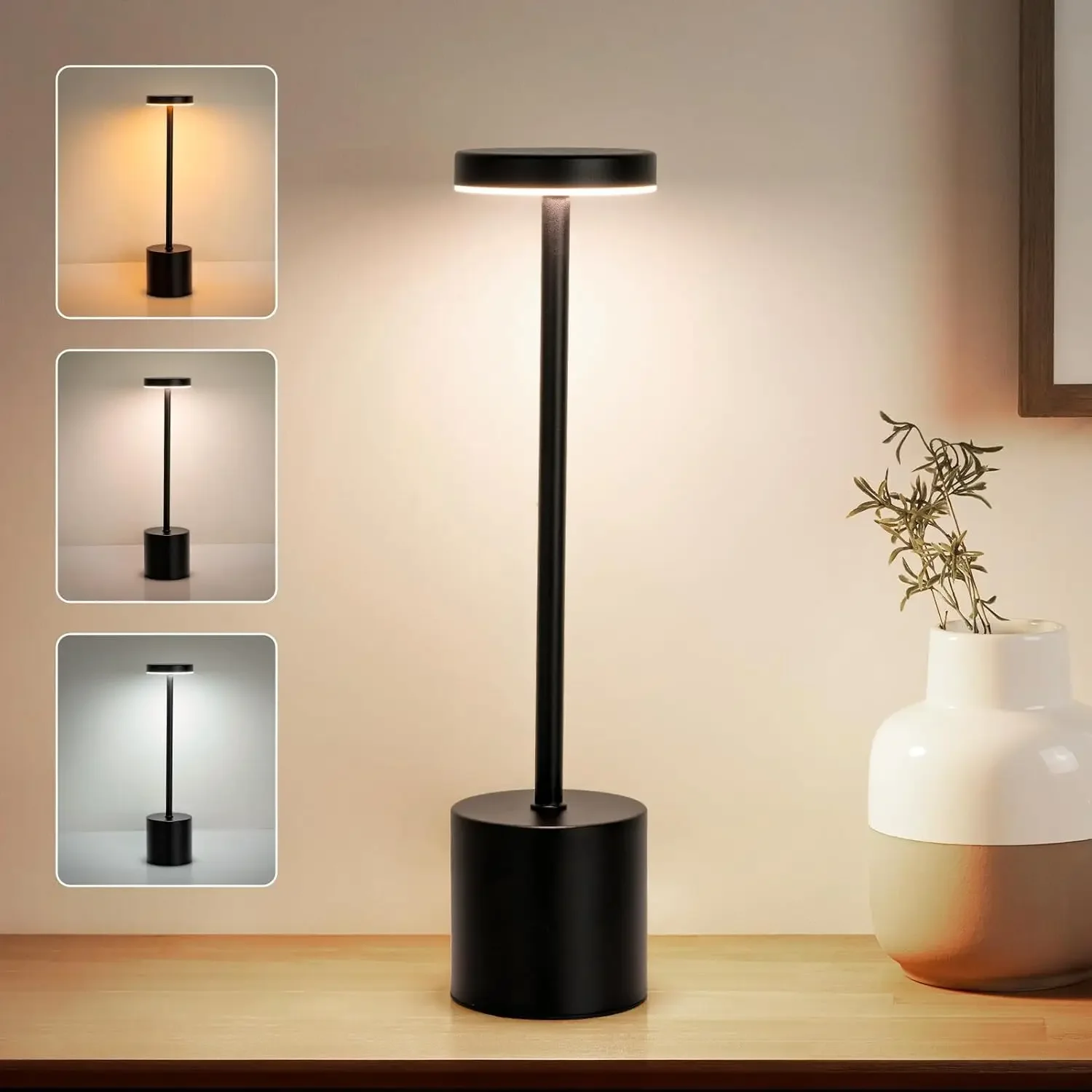 

LED Table Lamp Touch Sensor Rechargeable Desktop Night Light Wireless Reading Lamp for Restaurant Hotel Bar Bedroom Decor Light