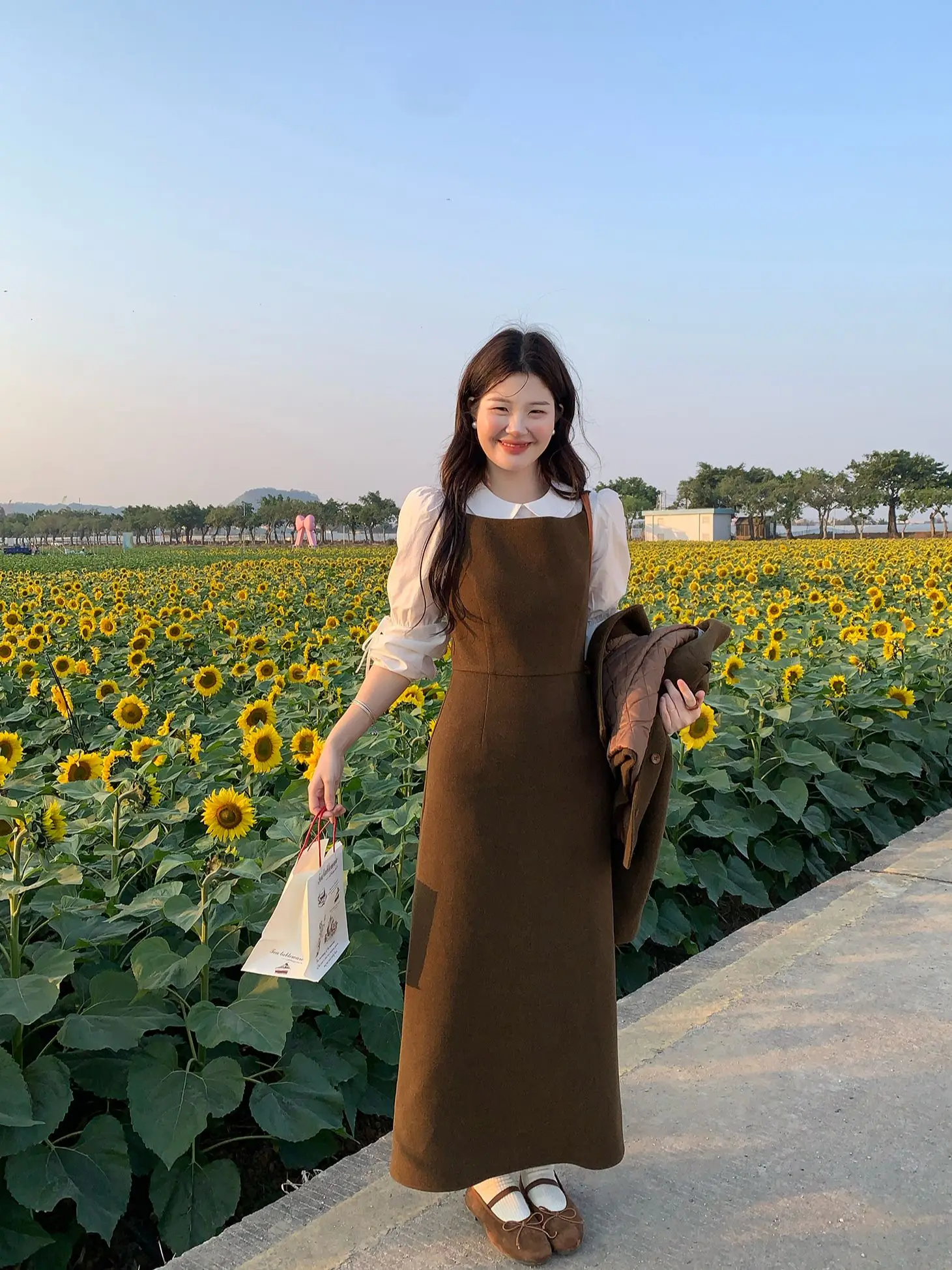 

Elegant Korean Style Wool Blend Vest Dress Women's Slim Fit Anti-Wrinkle Midi Skirt Fashionable Casual Polyester Fabric