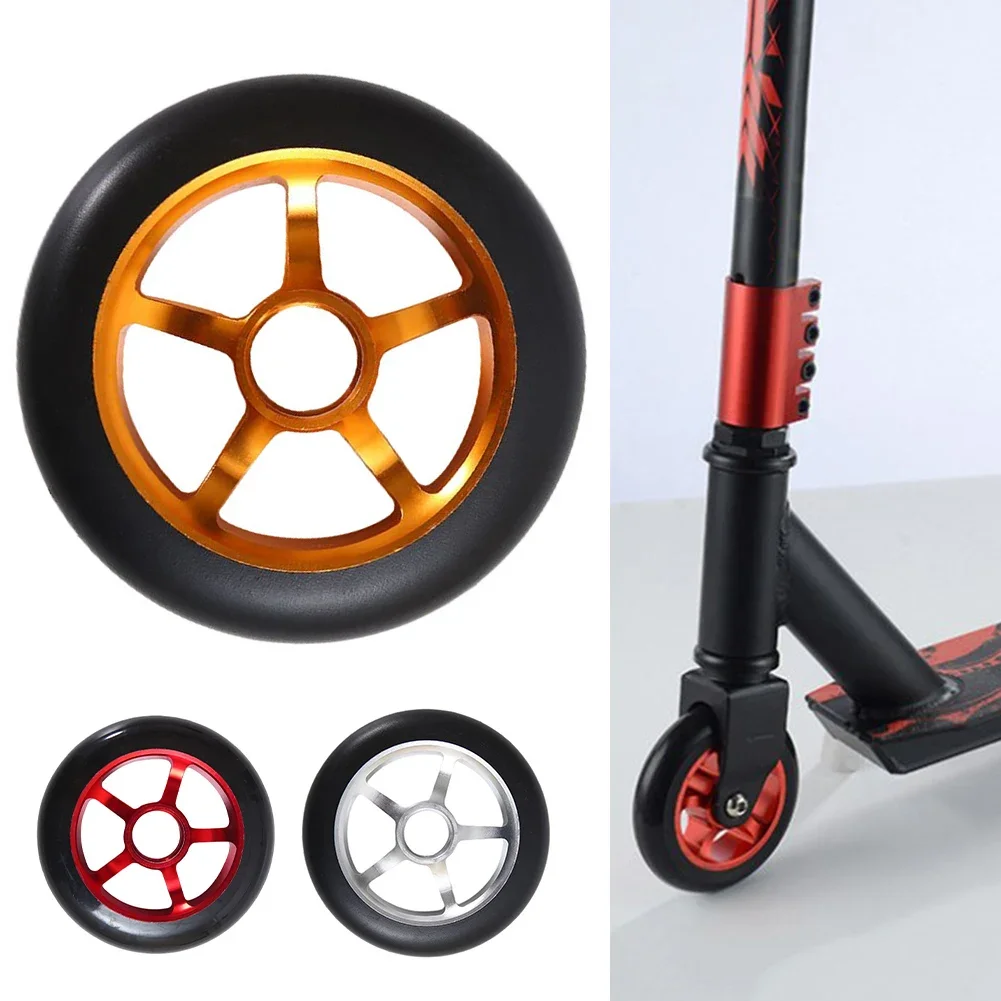 1pcs 100mm Pro Scooter Wheels Pair Stunt Scooter Replace Wheels High Elasticity Hub Long Service Life High Carbon Steel Bearings