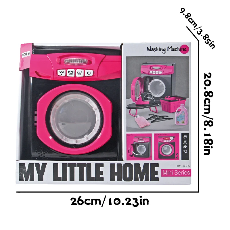 Set Mainan Mesin Cuci Pretend Play – Termasuk Keranjang Cucian, Deterjen, Setrika, Gantungan Baju, Kain & Lainnya – Permainan Peran Edukatif