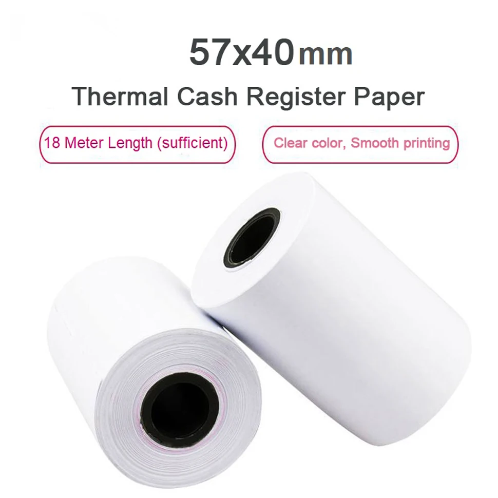 10 Rolls 18 meters length high quality 48g thin thermal paper roll 57x40 cash register thermal receipt paper for  POS printer