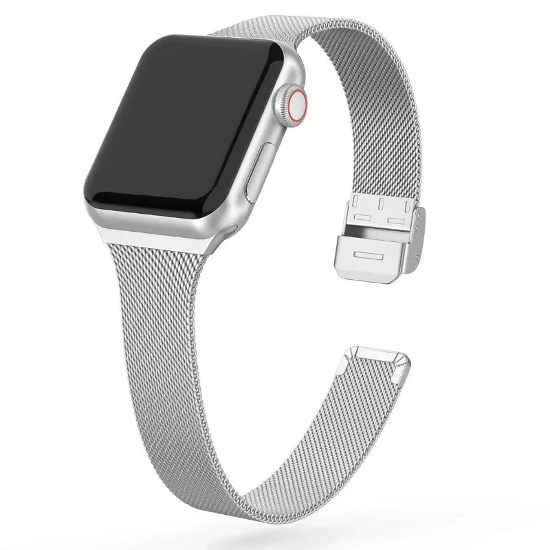 Silm Milanese Band Voor Apple Watch Band 10 9 8 7 46Mm 45Mm 41Mm Ultra2 49Mm Metalen Armband Voor 6 5 4 Se 44Mm 40Mm 3 42Mm Correa