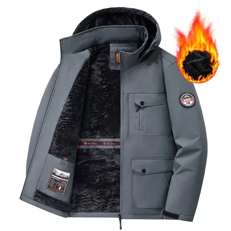 

Winter New Fashion Trend With Thick Fleece and Warm Hooded Jacket For Men's Casual Loose Sports Windproof High-Quality Jacket
