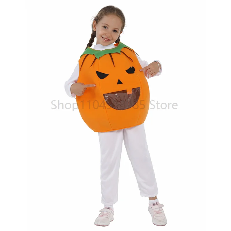 

Unisex Cute Children Candy Collector Pumpkin Costume Masquerade Party Stage Performance Outfit Economic