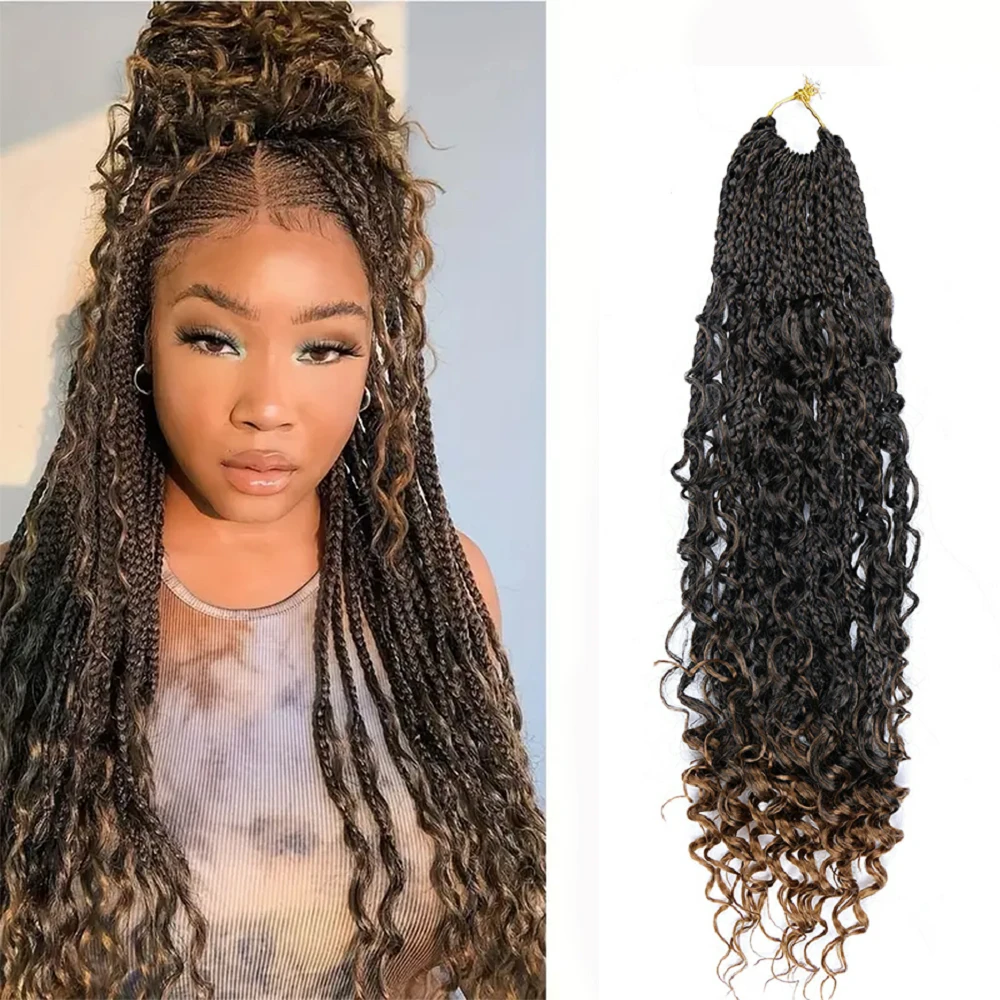 18inch Boho Box Braids Curly Faux Locs Crochet wigs Hair Extension 16 roots/pack Pre Looped wave Locs for women Hair accessories