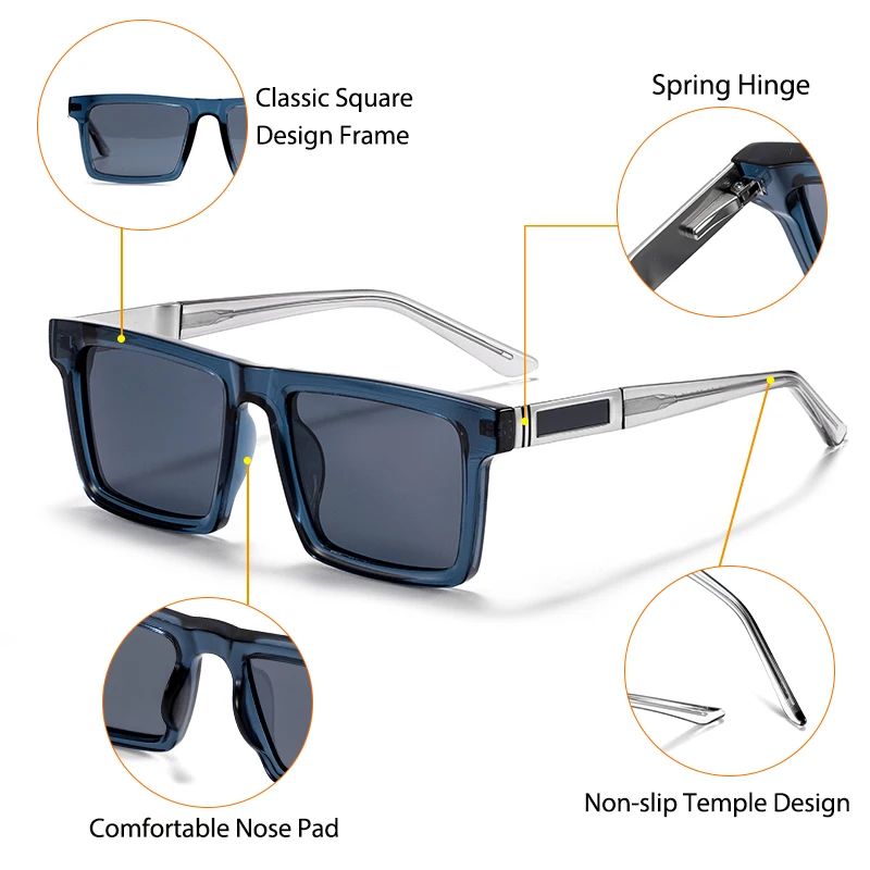 CATERSIDE Klassische quadratische optische Sonnenbrille für Herren, Retro-Design, individuelle Korrektionsbrille, Damen-Outdoor-Reisebrille – Detail 4