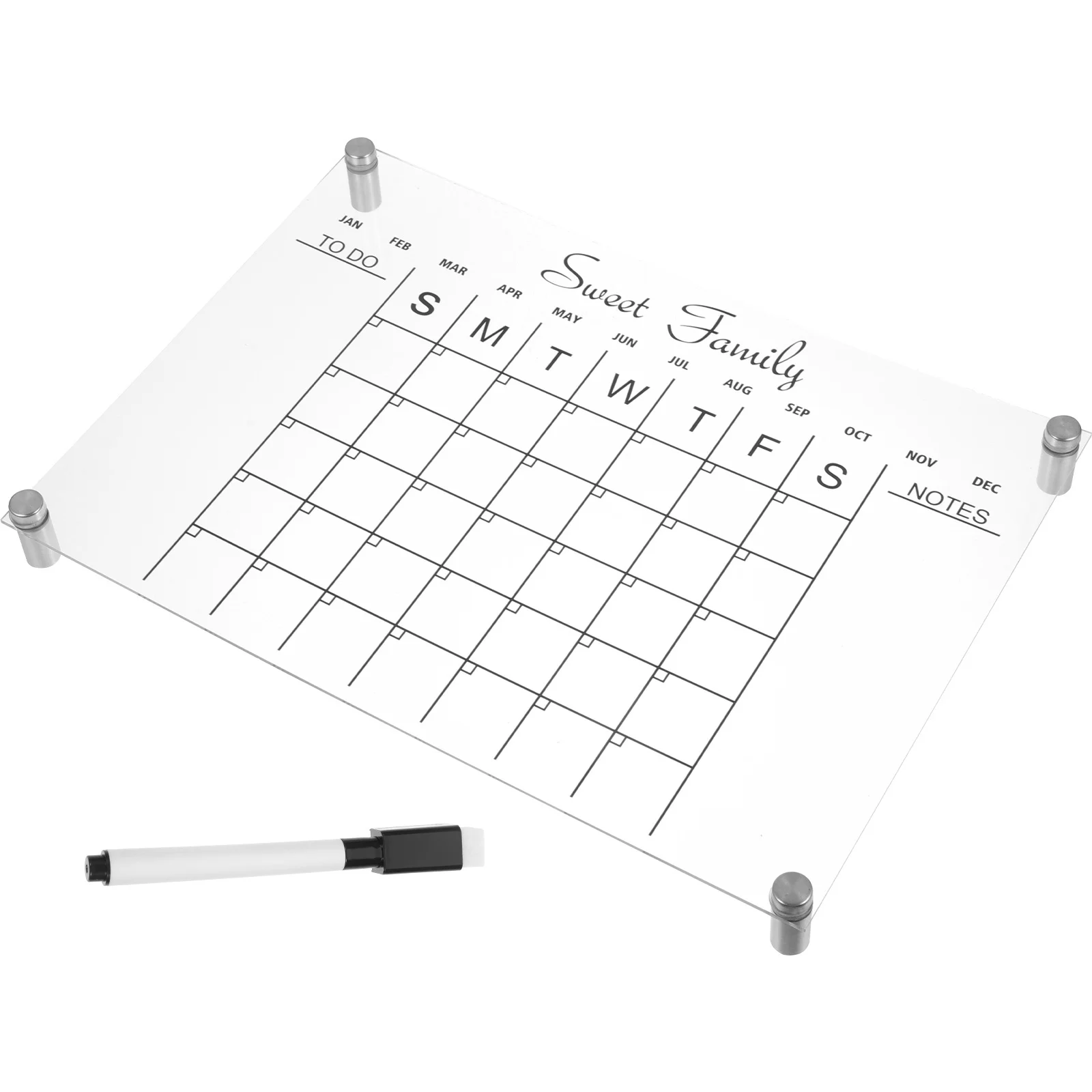 

1Set Acrylic Clear Dry Erase Board Monthly Weekly Plan Board for Office Kitchen Fridge Memo Calendar Writable Desktop Organizer