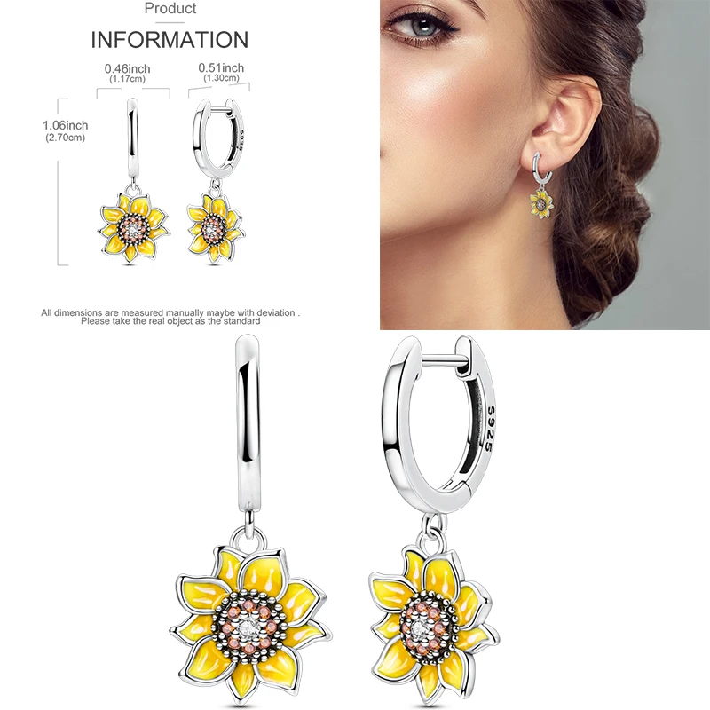 Sparkling Gold Woman Hoop Earrings 925 Sterling Silver Butterfly Colored Zirconium Earrings for Women Jewelry Anniversary Gift view 3