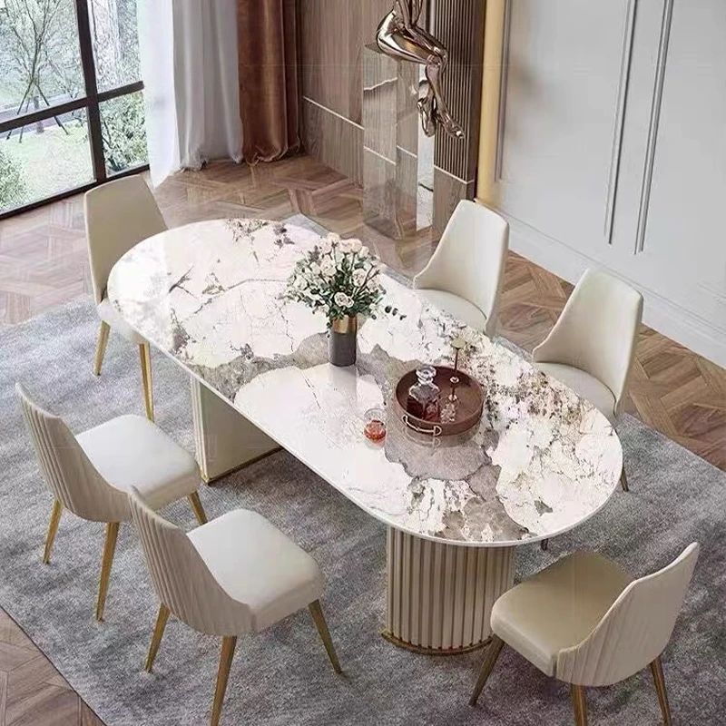 Oval Dining Table Elegant Tables Marble Sedentary Multifunction Home Furniture Rectangular Modern Rooms Ceramic Cafe Luxury Room