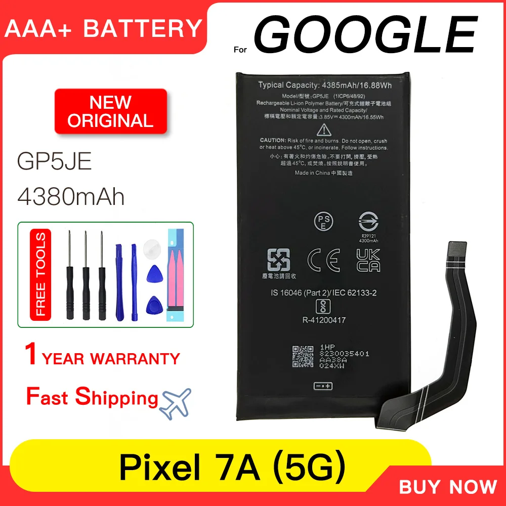 

Original new GP5JE 4385mAh For HTC Pixel 7A 5G Phone Replacement Battery GP5JE For Google Pixel 7A Batteries Fast Shipping