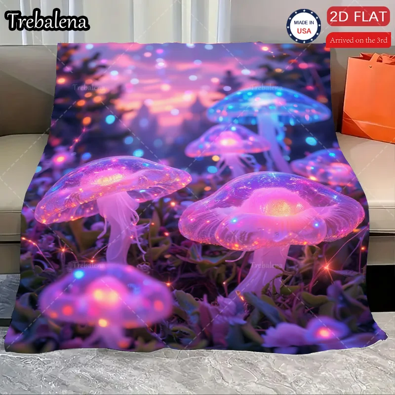

Flannel Blanket-Soft Lightweight All-season Glowing Mushroom Garden Soft Baby Blanket For Cozy Nights