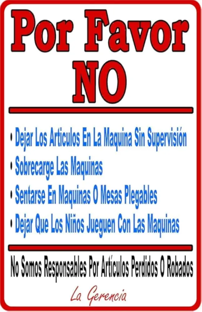 Funny Retro Metal Tin Sign Laundromat Rules Spanish Signs for Kitchen Home Office Bar Cafe Decor .