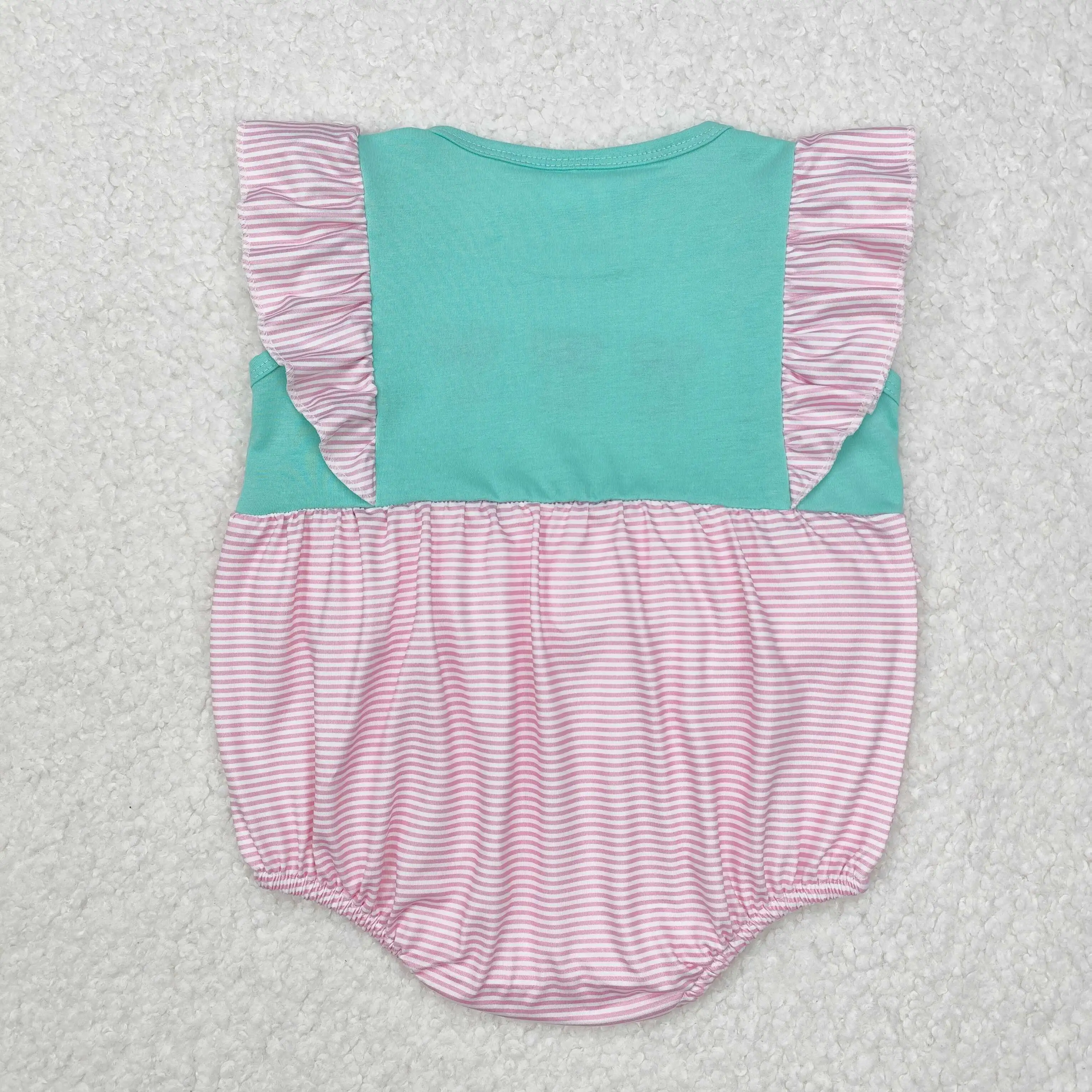 New rts infant girls summer romper wholesale boutique embroidered bow ballet shoes pink plaid romper